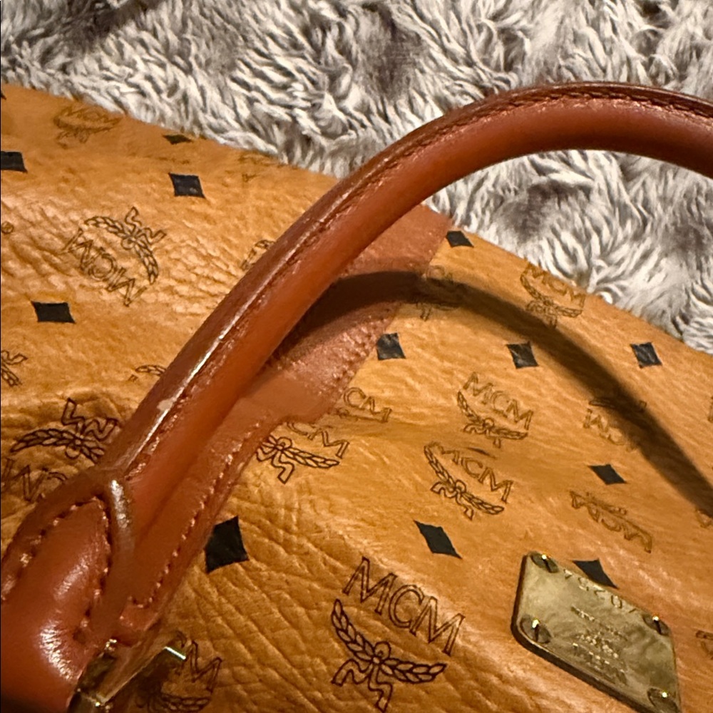 MCM Brown Visetos Monogram Large Size Duffel Bag with Leather Trim 🔥 - Picture 11 of 16